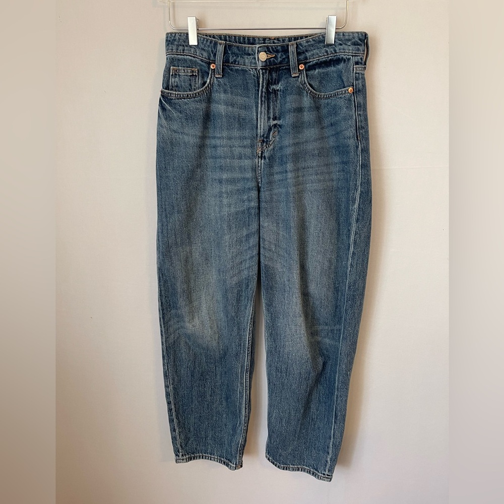 Barrel Leg High Waist Baggy Cotton Denim‎ Blue Jeans 4